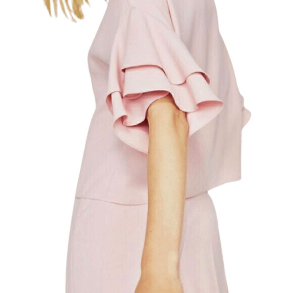 NWOT Zara Frilly Blush Pink Ruffle Short Sleeves Top Blouse